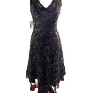 Lapis Silk Women's Black Flowy Floral Dress Size M